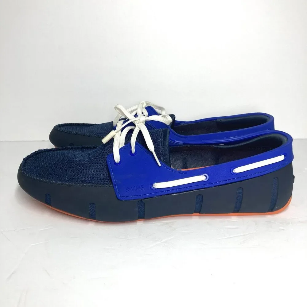 Swims Shoes Mens Size 9 Blue Orange Mesh Lace Up Loafers Water Resistant Comfort